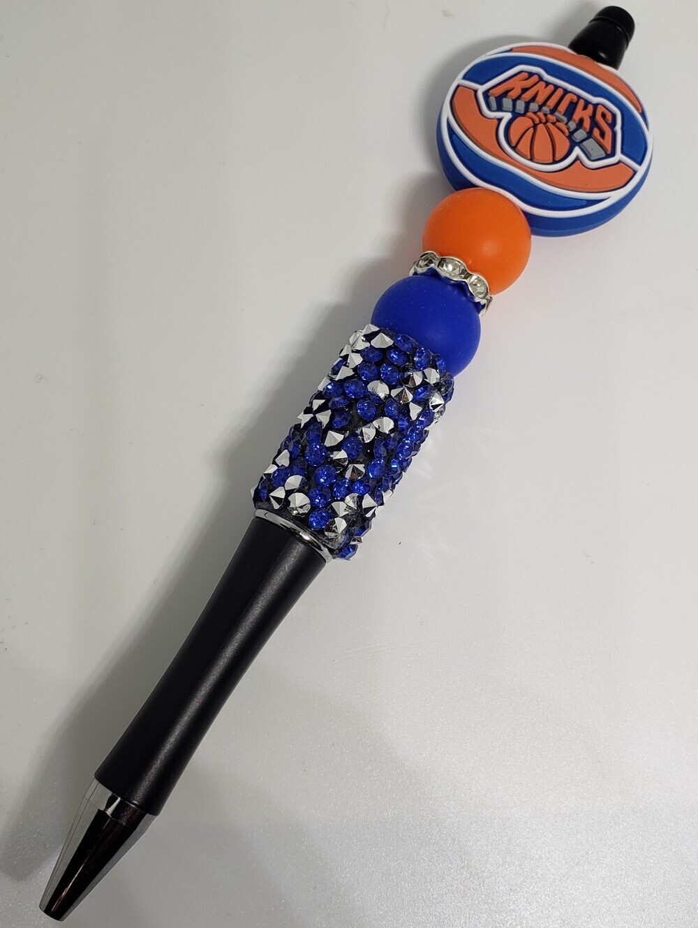 Handmade Silicone Focal Beaded Rhinestone New York Knicks Pen